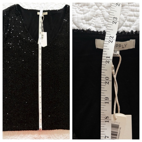 NWT Z Supply Marbella Sequin Short Sleeve Top Black Size M - Picture 8 of 8